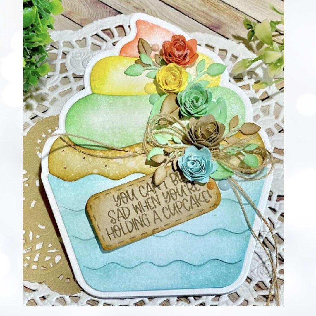 The Stamps of Life CUPCAKE SHAKER Birthday Cake A2 Tri-Background Dies