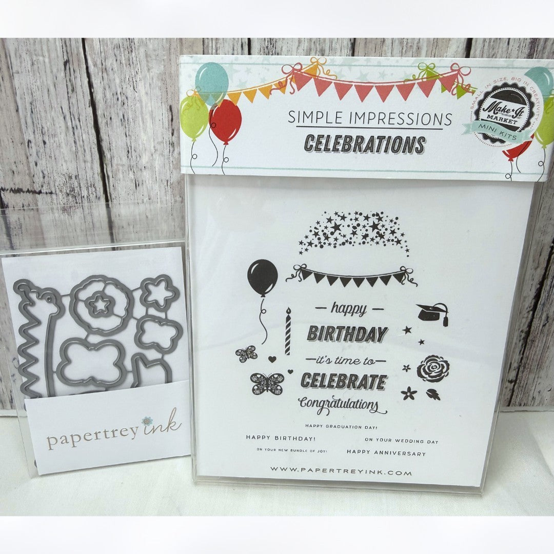 Papertrey Ink CELEBRATIONS Make It Market Birthday Graduation Rubber Stamps Dies
