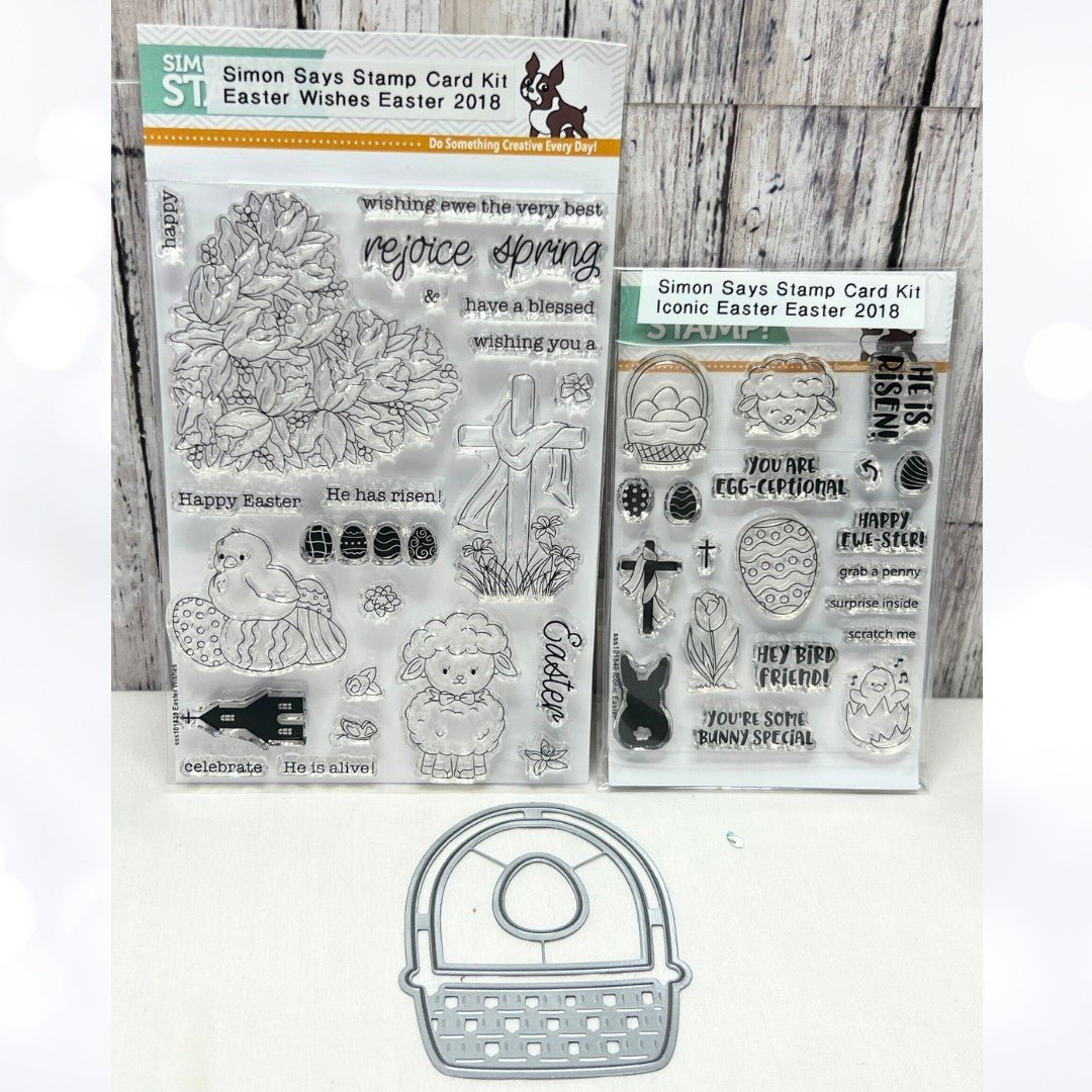 Simon Says Stamp EASTER WISHES Basket Chick Religious Rubber Stamps Dies Rare