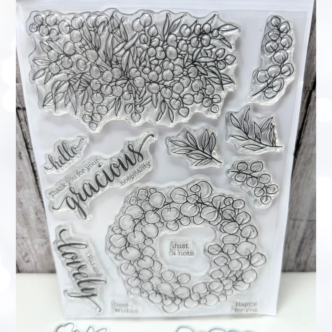 Pinkfresh Studios EUCALYPTUS FANTASY 6x8 Rubber Stamps Dies