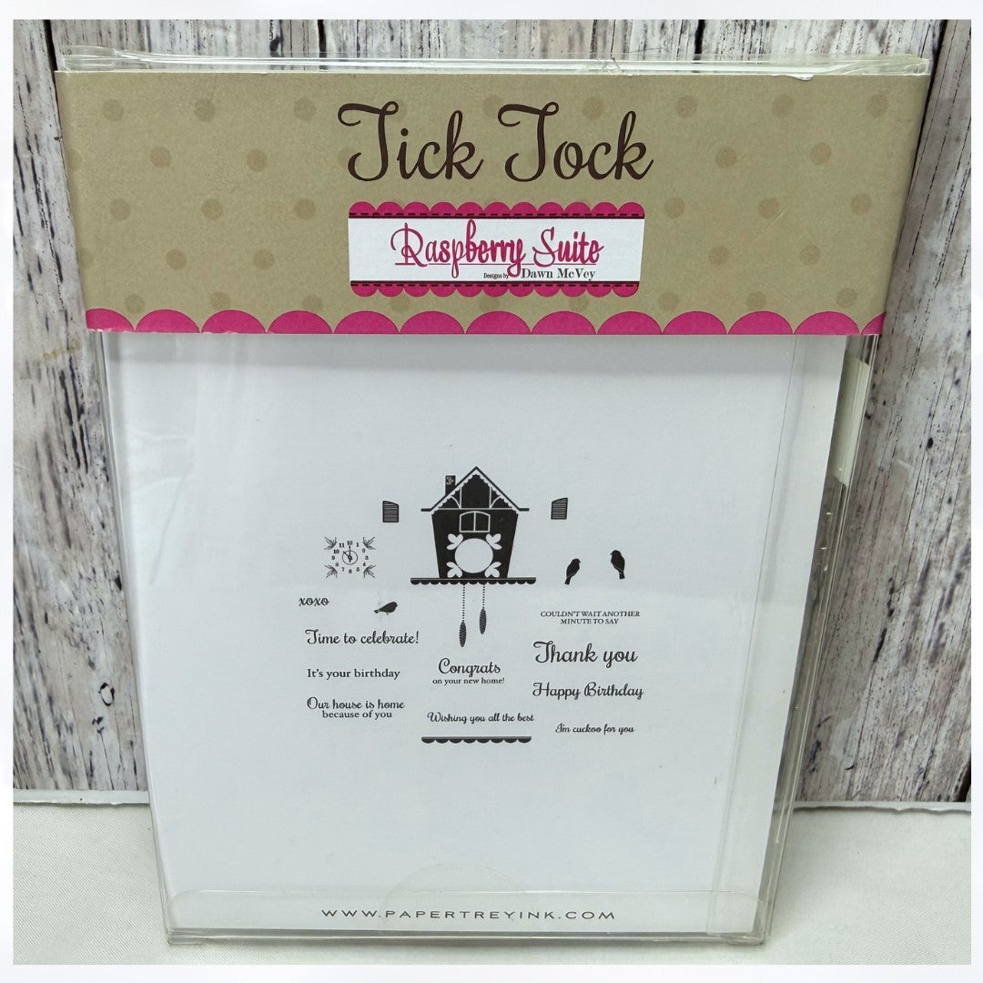 Papertrey Ink TICK TOCK Coo Coo Clock Rubber Stamps Rare