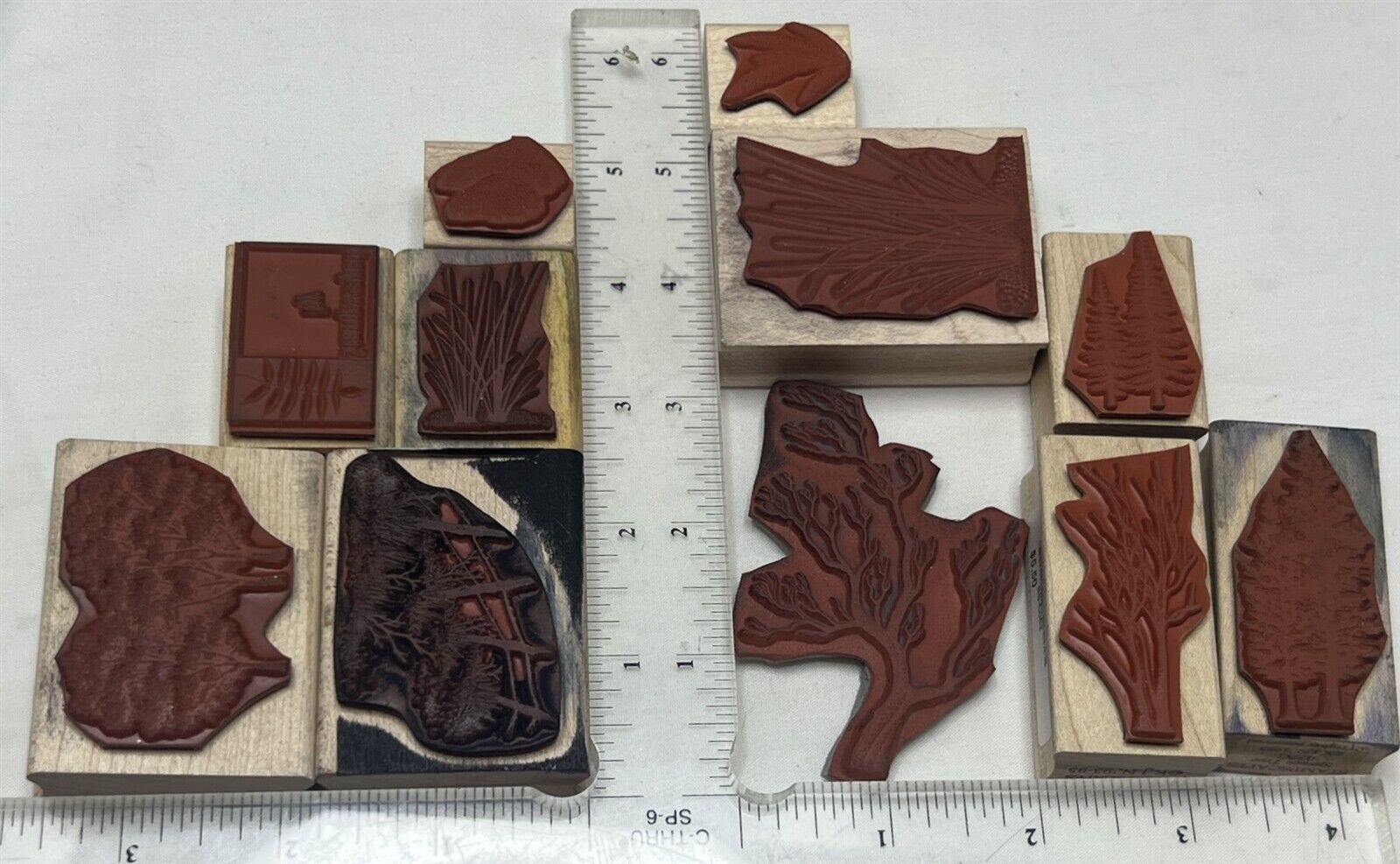 Stampscapes TREES FENCE Grass Nature Landscape Rubber Stamps Lot of 11