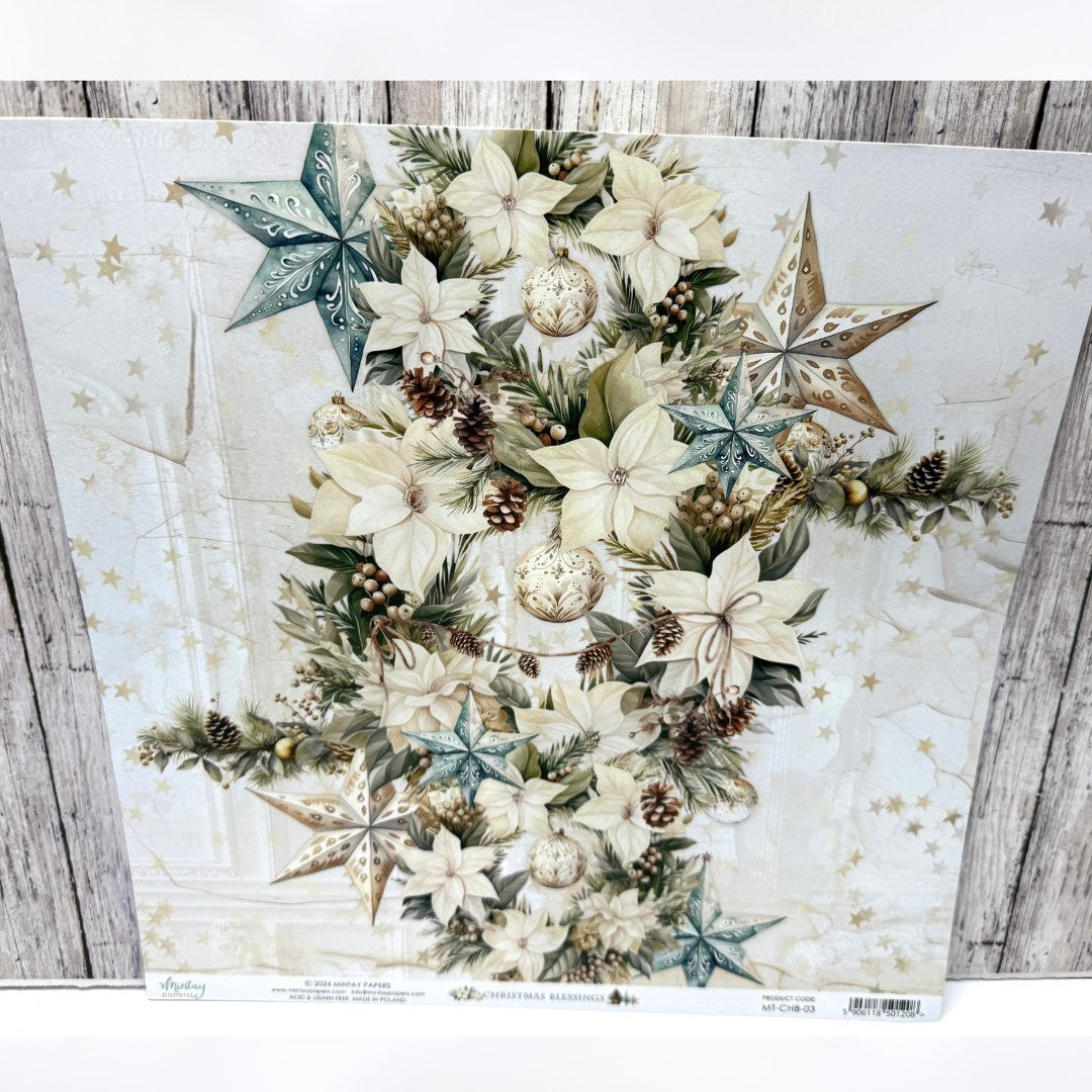 Mintay CHRISTMAS BLESSINGS 12x12 Paper Cardstock Die Cuts Stickers Kit