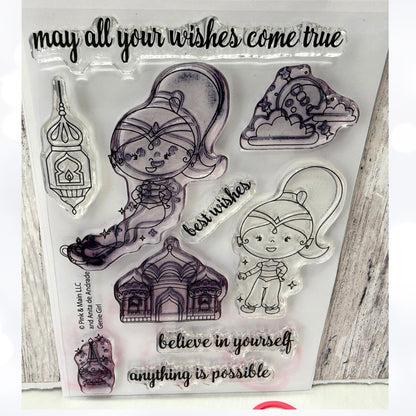 Pink & Main GENIE GIRL Aladdin Princess Jasmine Rubber Stamps Dies