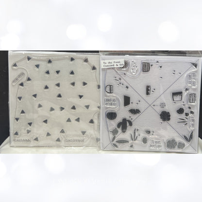 Concord & 9th TO THE POINT Triangle Confetti Cactus Background Rubber Stamps