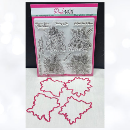 Pink & Main SEASONAL BOUQUETS Seasons Flowers Fall Christmas Rubber Stamps Dies