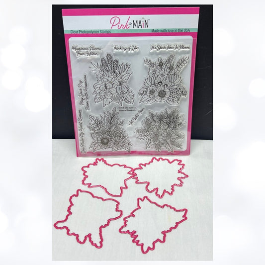 Pink & Main SEASONAL BOUQUETS Seasons Flowers Fall Christmas Rubber Stamps Dies