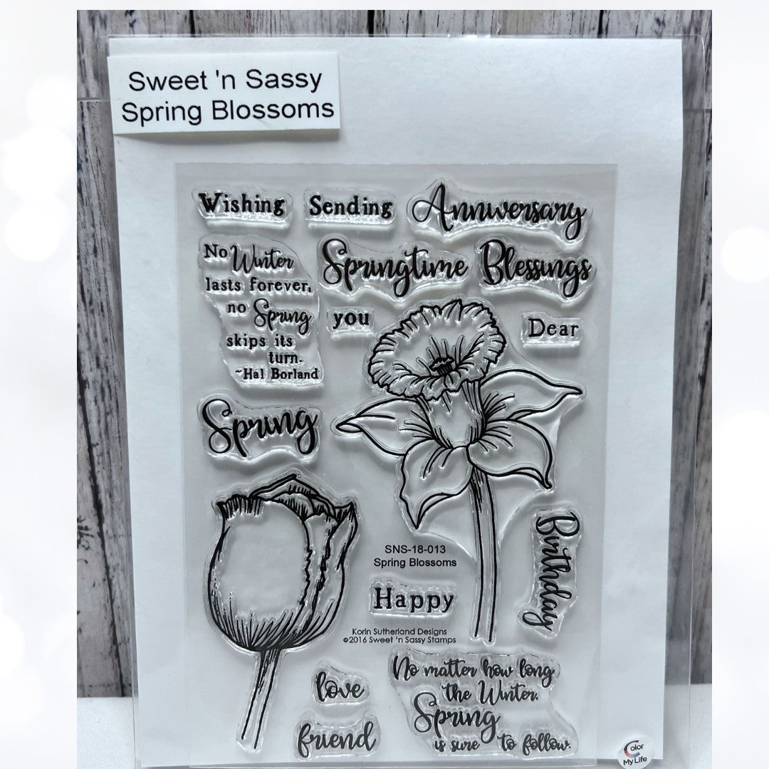 Sweet N Sassy SPRING BLOSSOMS Daffodil Birthday Anniversary Rubber Stamps