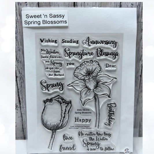 Sweet N Sassy SPRING BLOSSOMS Daffodil Birthday Anniversary Rubber Stamps
