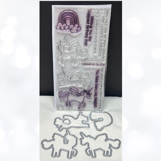 My Favorite Things FAIRY-TALE FRIENDS Unicorns Rubber Stamps Dies