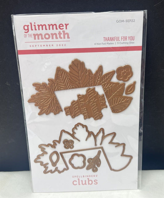 Spellbinders GLIMMER OF THE MONTH Thankful For You Foil Foiling Plate Sept 2022