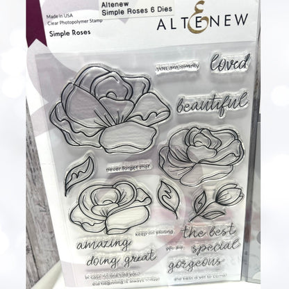Altenew SIMPLE ROSES Flowers 6x8 Rubber Stamps Dies Masks