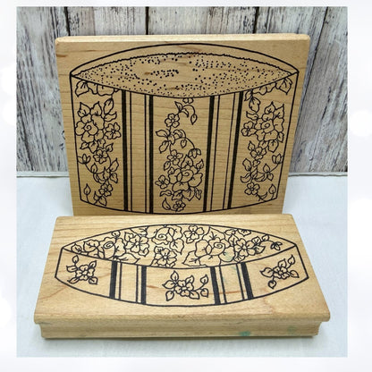Me & Carrie Lou HAT BOX & Lid Hats Fashion Vintage Rubber Stamps Rare