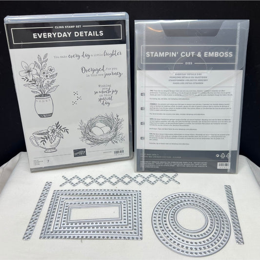 Stampin Up EVERYDAY DETAILS Nest Flowers Rubber Stamps Dies