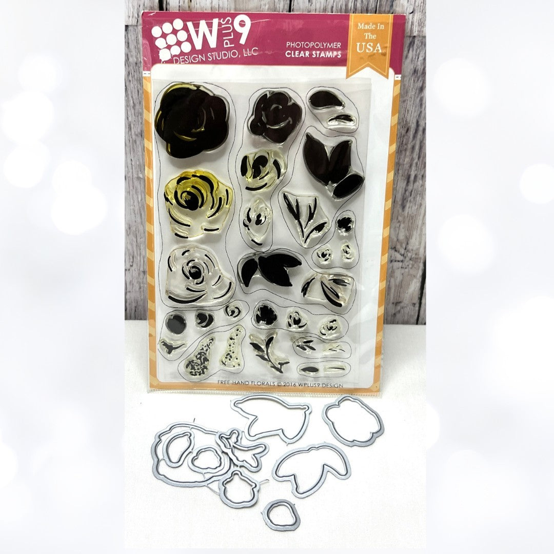 Wplus9 W Plus 9 FREE HAND FLORALS Flowers Rubber Stamps Dies