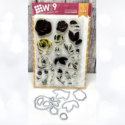 Wplus9 W Plus 9 FREE HAND FLORALS Flowers Rubber Stamps Dies