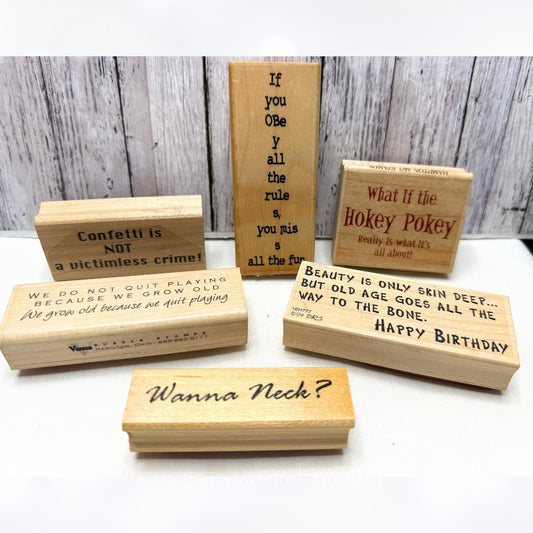 SNARKEY Funny Sayings Greetings Sentiments Birthday Wood Rubber Stamps Lot of 6