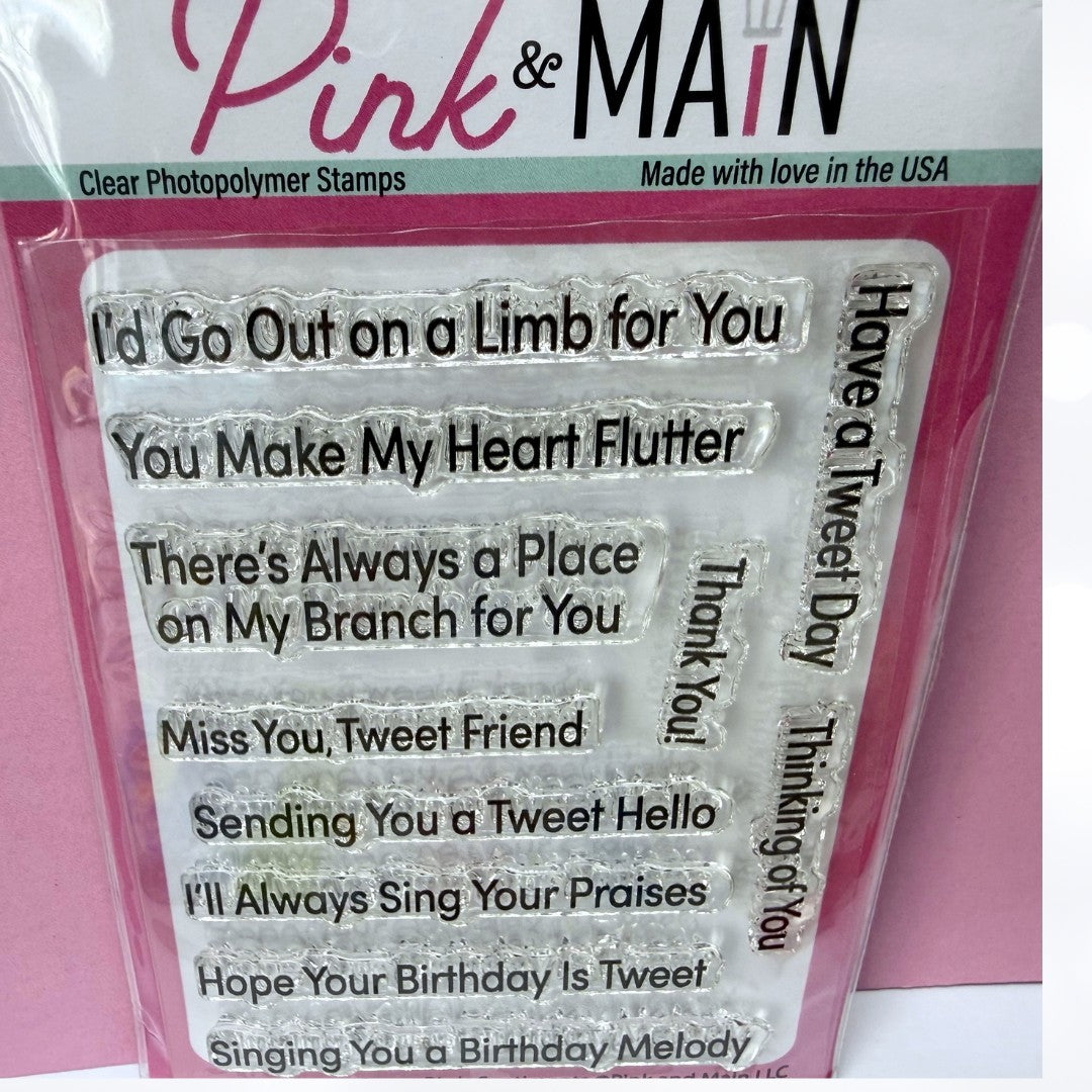 Pink & Main SWEET BIRDS Floral Banners Rubber Stamps Dies Paper Kit
