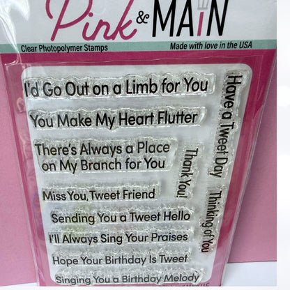 Pink & Main SWEET BIRDS Floral Banners Rubber Stamps Dies Paper Kit