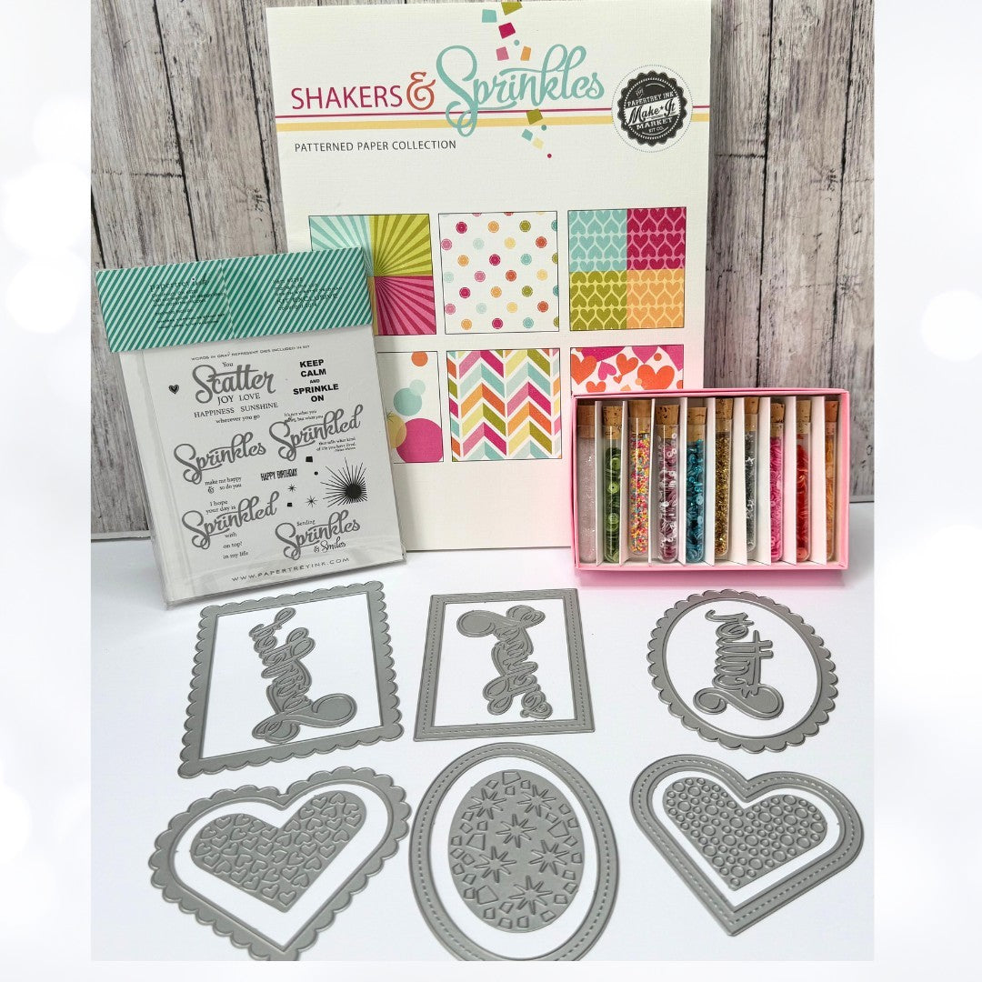 Papertrey Ink SHAKERS & SPRINKLES Make It Market Kit Rubber Stamps Dies