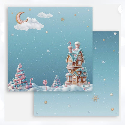 Stamperia CANDY CHRISTMAS 12x12 8x8 Cardstock Papers Packs Set of 2