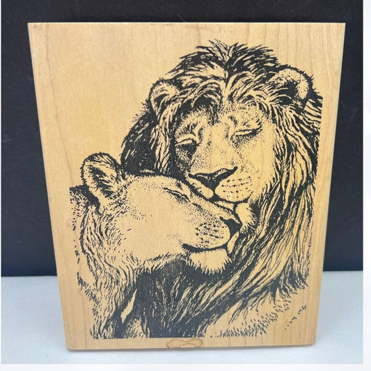 Biblical Impressions LION & LIONESS Zoo Animals Wildlife Rubber Stamp