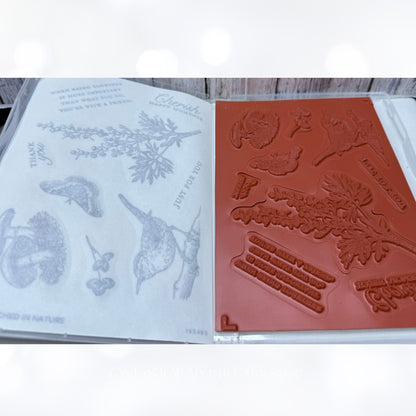 Stampin Up ETCHED IN NATURE Bird Mushrooms Rubber Stamps