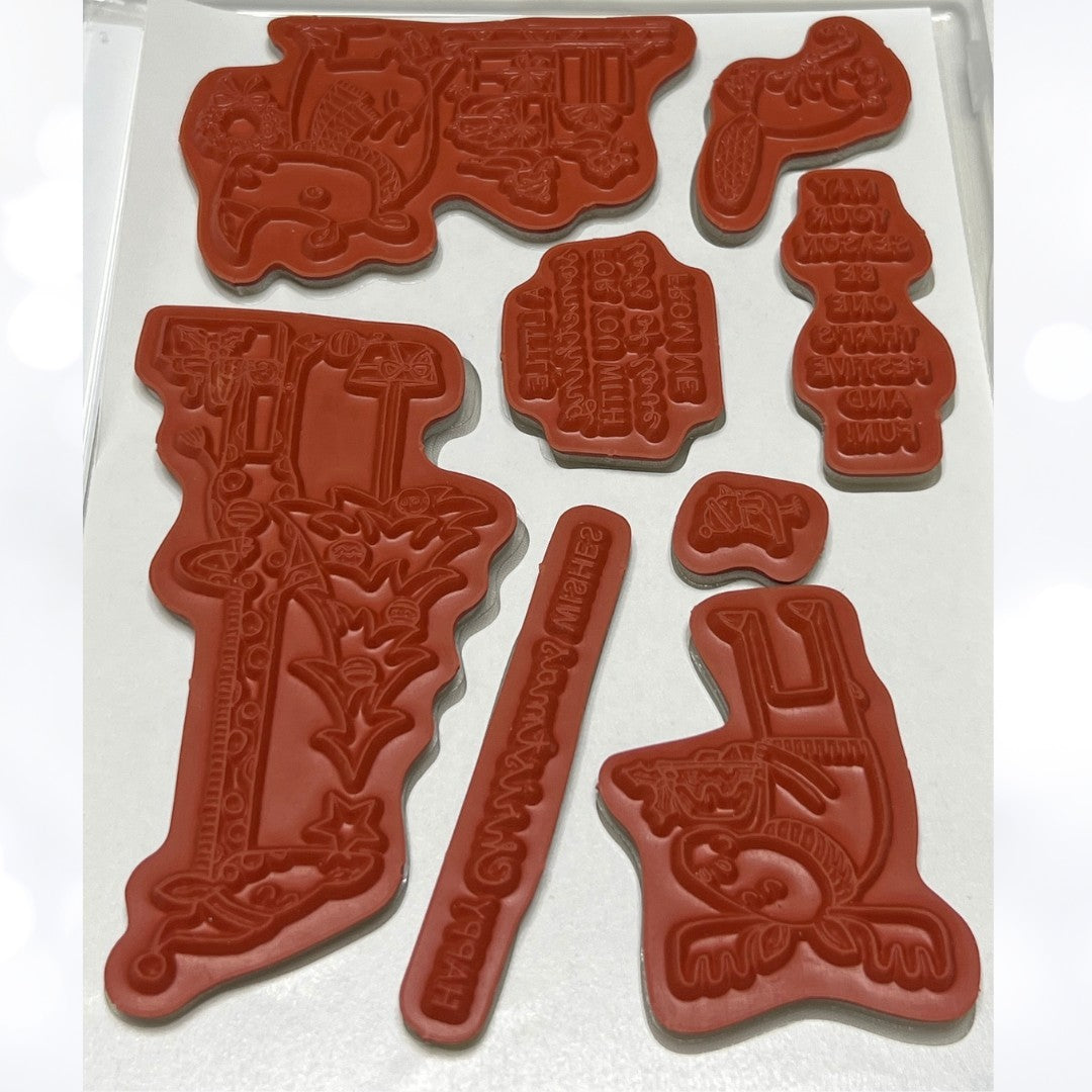 Stampin Up FESTIVE & FUN Animals Christmas Rubber Stamps