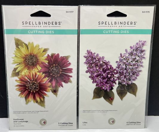 Spellbinders LILAC Sunflowers Susan Tierney Flowers Floral Cutting Dies Lot of 2