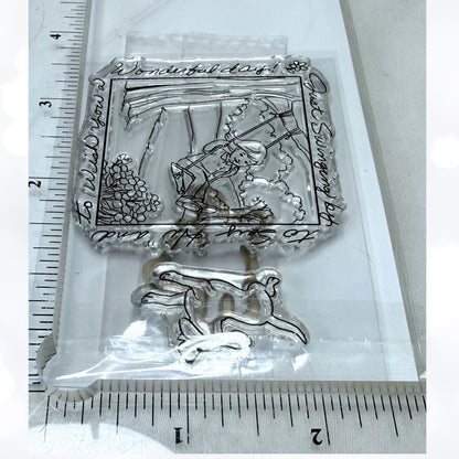 Art Impressions SWING WINDOW Hello Friend Tryfold Rubber Stamps Dies
