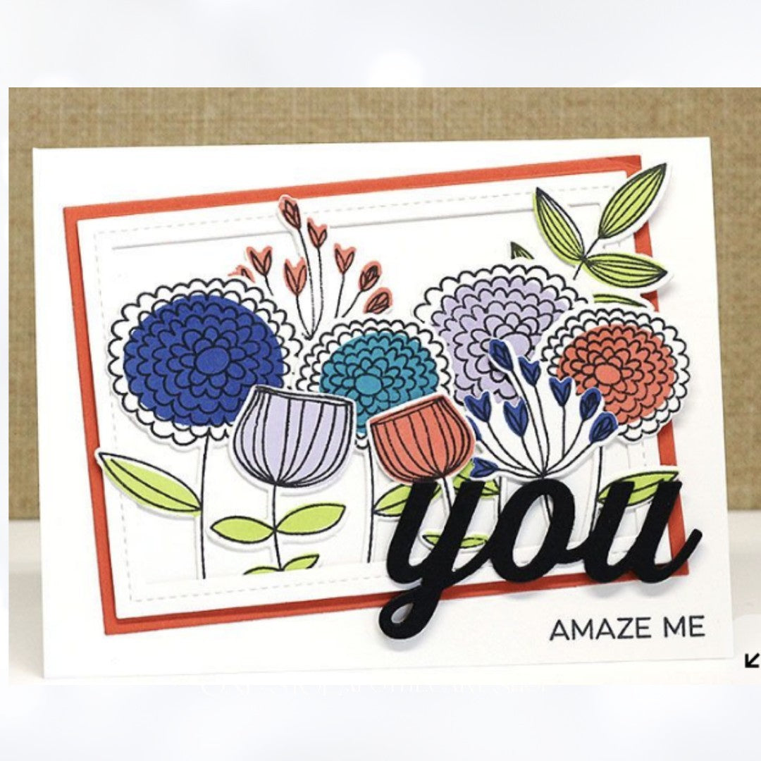 My Favorite Things SKETCHY FLOWERS Rubber Stamps Dies Kit