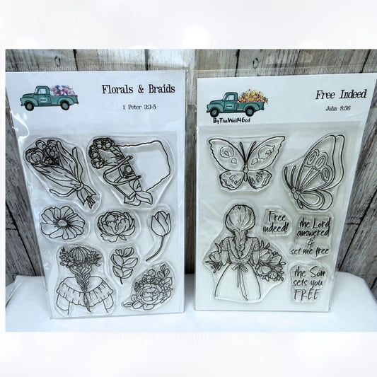 By the Well 4 FREE INDEED Girls Butterflies Bible Journaling Rubber Stamps