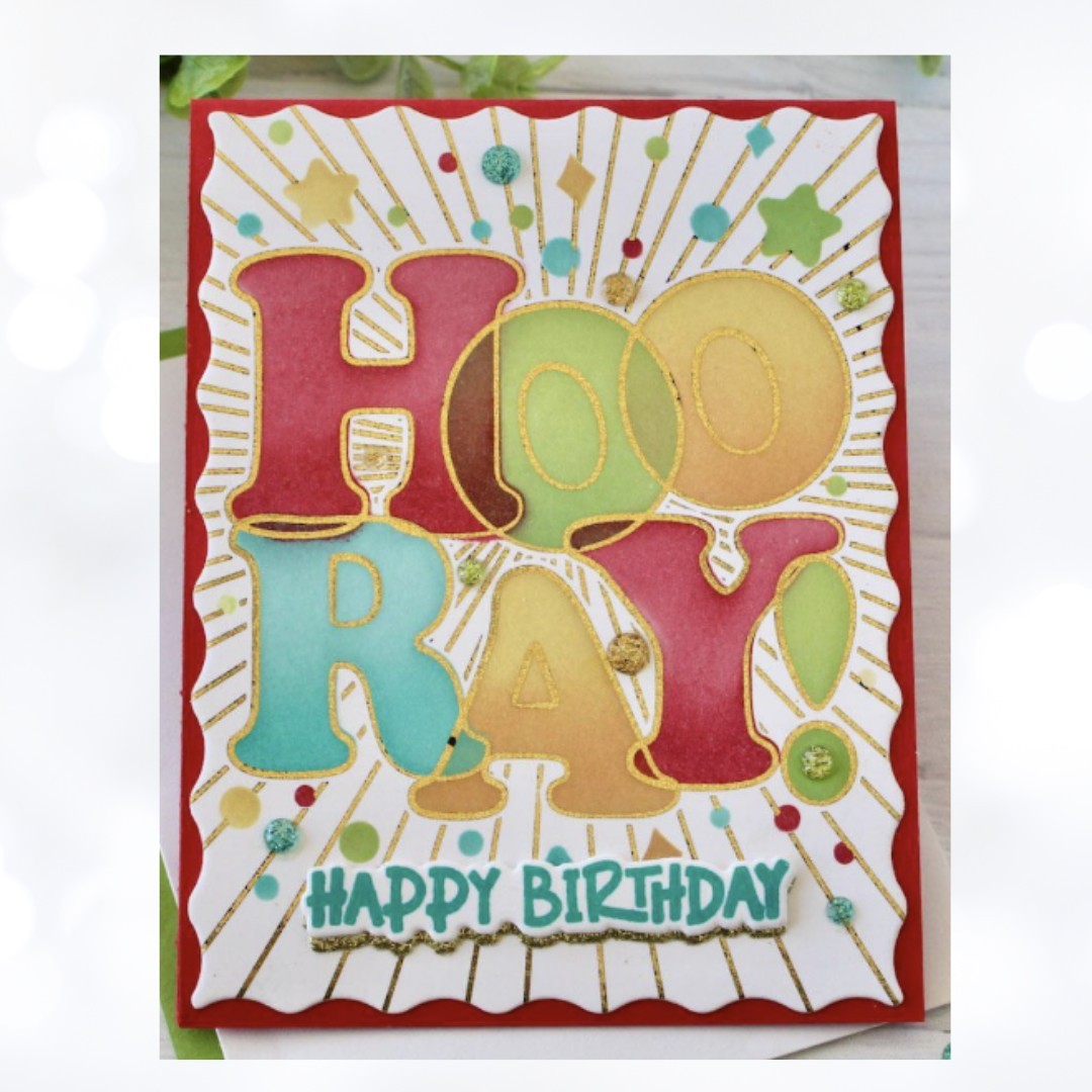 Taylored Expressions HOORAY PALETTE Birthday Layering Stencils