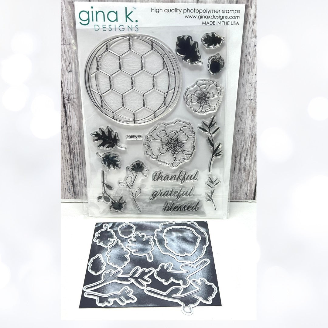 Gina K Designs FOREVER Flowers Floral 6x8 Rubber Stamps Die