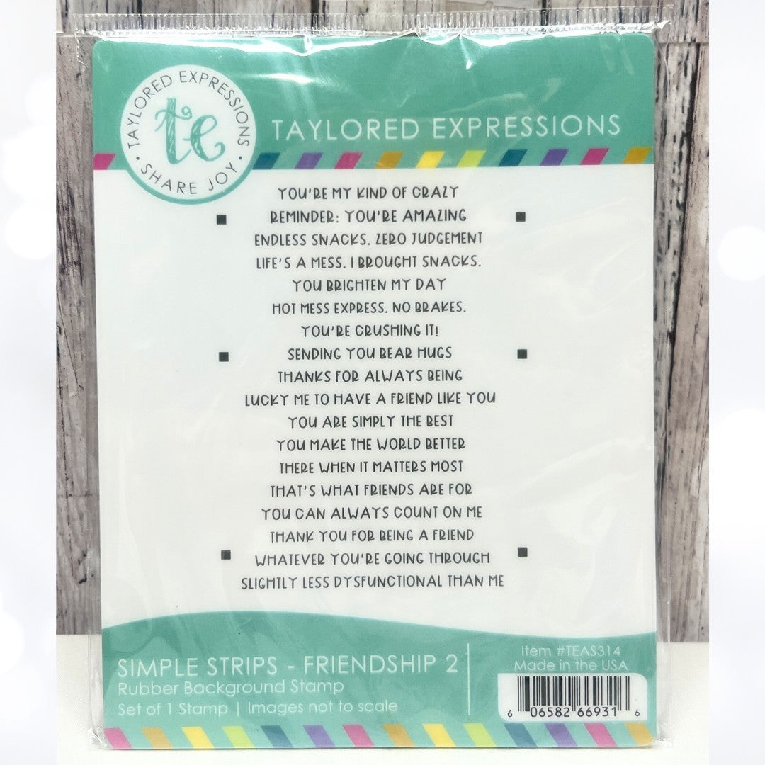 Taylored Expressions FRIENDSHIP 2 Simple Stripes Sentiments Rubber Stamps