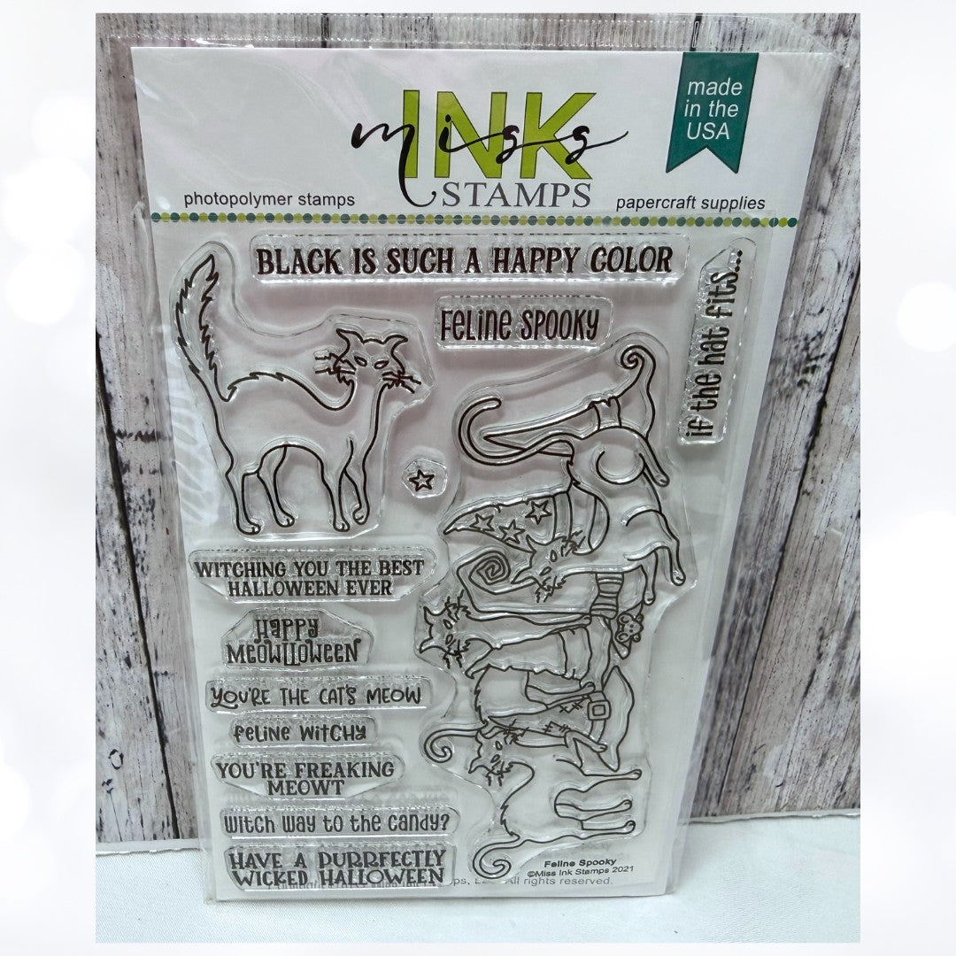Miss Ink FELINE SPOOKY Cats Halloween Rubber Stamps