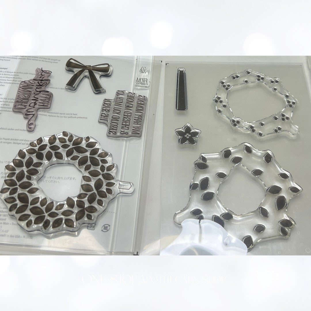 Stampin Up WONDROUS WREATH Wonderful Christmas Rubber Stamps Dies AS IS**