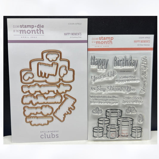Spellbinders HAPPY MOMENTS Clear Stamp & Dies of the Month Birthday April 2022