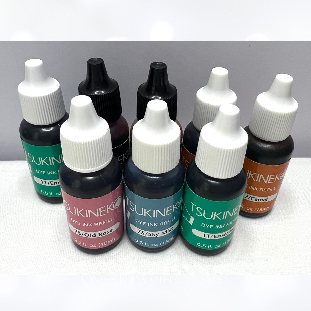 Tsukineko Dye INK REFILLS Reinkers 0.5oz Lot of 8