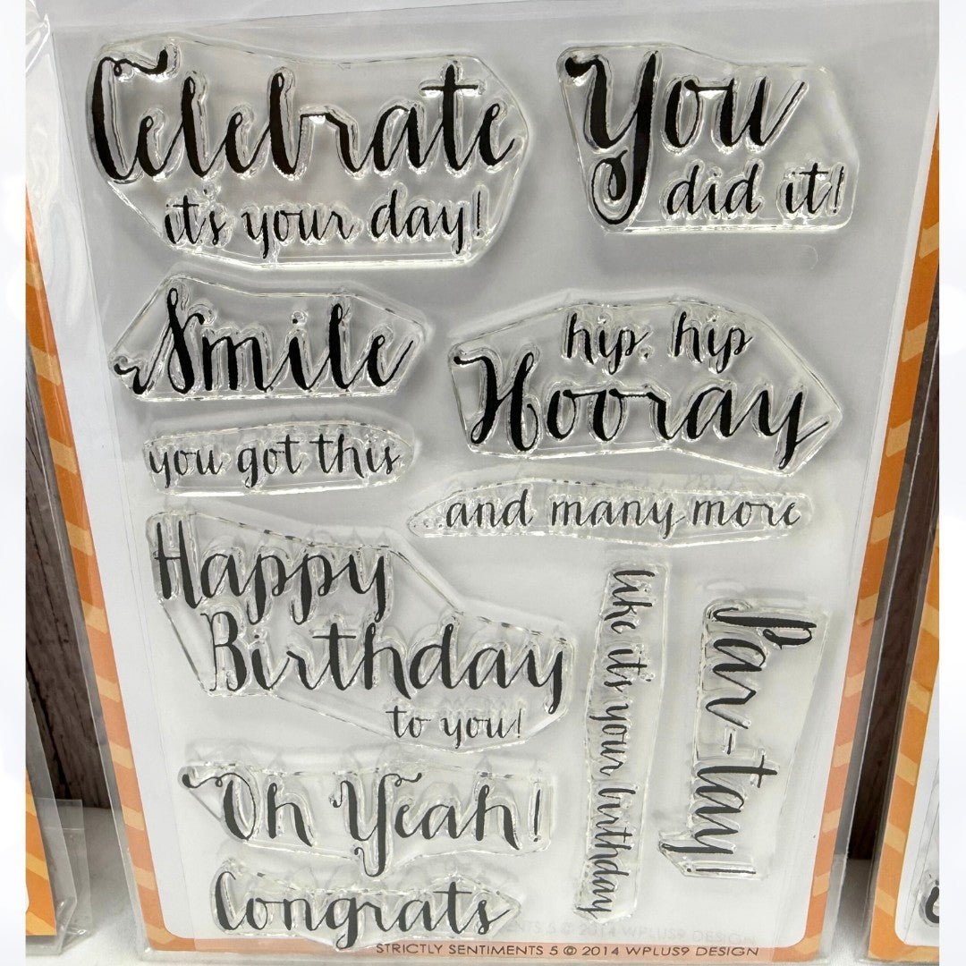 Wplus9 W Plus 9 SENTIMENTS Wishing You Sunshine Birthday Rubber Stamps Lot of 3