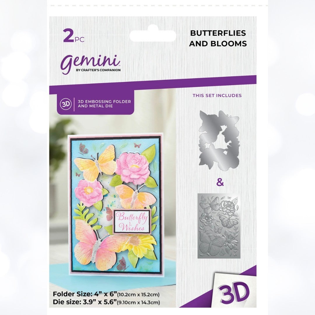 Gemini Crafters Companion BUTTERFLIES & BLOOMS 3D Embossing Folder Dies