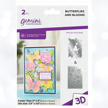 Gemini Crafters Companion BUTTERFLIES & BLOOMS 3D Embossing Folder Dies