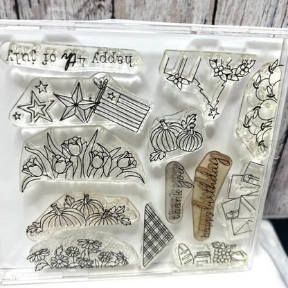 Papertrey Ink VINTAGE PICNIC Basket Sentiments Rubber Stamps Die
