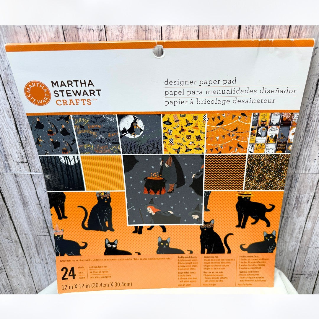 Martha Stewart ANIMAL MASQUERADE Halloween Cat 12x12 Cardstock Paper Pack