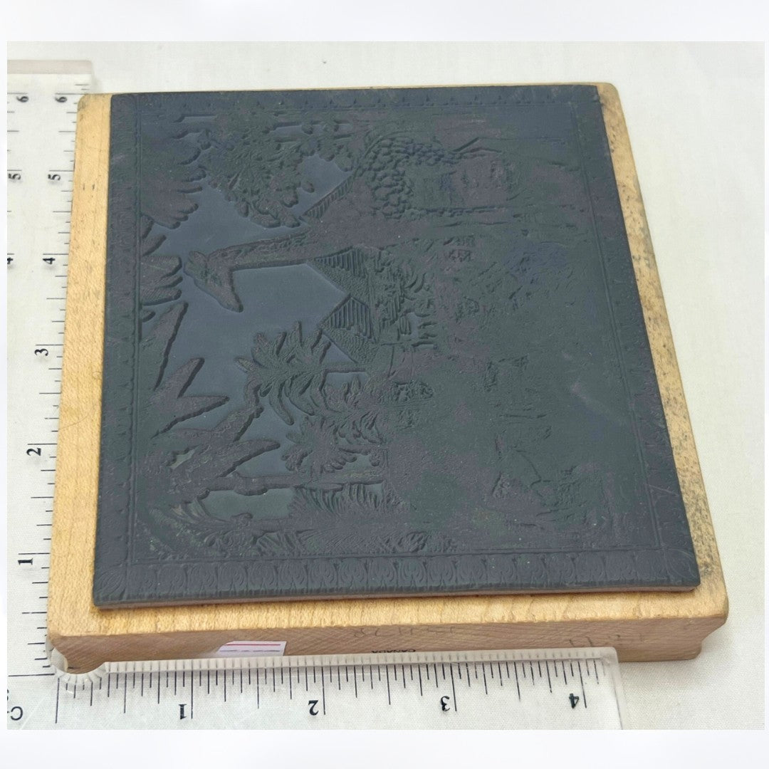 Magenta EGYPT Pyramids Safari Animals Rubber Stamp Large