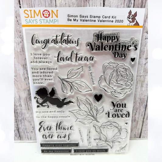 Simon Says Stamp BE MY VALENTINE Day Cupid Flowers 6x8 Rubber Stamps