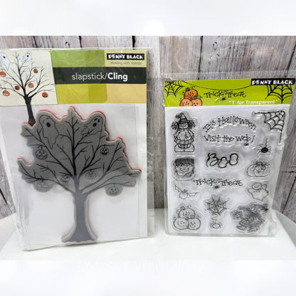 Penny Black TRICK OR TREAT Dark Spirits Halloween Witch Pumpkins Rubber Stamps