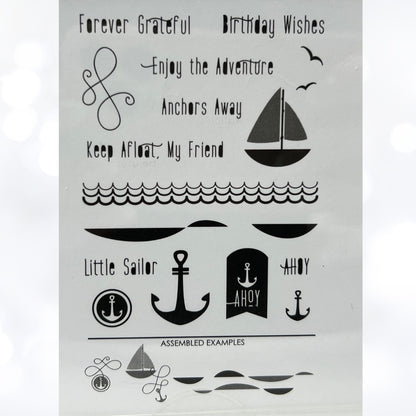 Papertrey Ink AHOY Nautical Sea Sailboat Rubber Stamps Dies