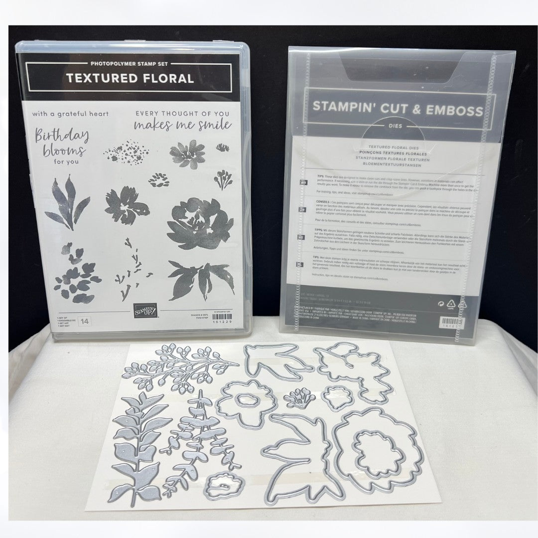 Stampin Up TEXTURED FLORAL Flowers Rubber Stamps Dies