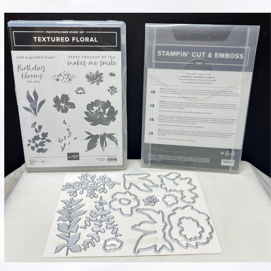 Stampin Up TEXTURED FLORAL Flowers Rubber Stamps Dies